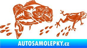 Samolepka Sumec 005 levá se žábou 3D karbon oranžový