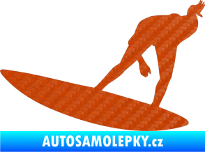 Samolepka Surfař 001 levá 3D karbon oranžový