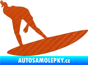 Samolepka Surfař 001 pravá 3D karbon oranžový