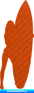 Samolepka Surfařka 002 levá 3D karbon oranžový