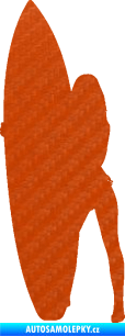 Samolepka Surfařka 002 pravá 3D karbon oranžový