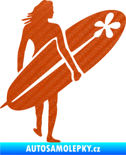 Samolepka Surfařka 003 pravá 3D karbon oranžový