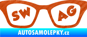 Samolepka Swag nápis v brýlích 3D karbon oranžový