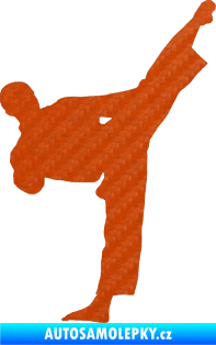 Samolepka Taekwondo 002 pravá 3D karbon oranžový
