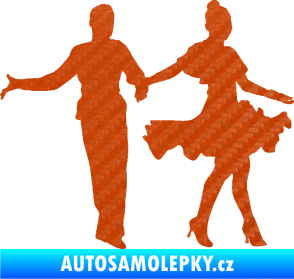 Samolepka Tanec 002 levá latinskoamerický tanec pár 3D karbon oranžový