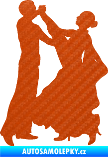 Samolepka Tanec 004 levá společenský tanec pár 3D karbon oranžový