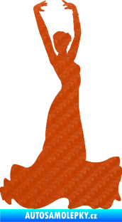 Samolepka Tanec 006 pravá tanečnice flamenca 3D karbon oranžový