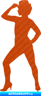 Samolepka Tanec 007 levá jazz tanečnice 3D karbon oranžový