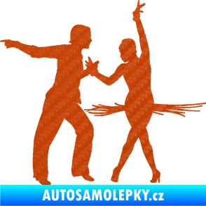 Samolepka Tanec 009 levá latinskoamerický tanec pár 3D karbon oranžový