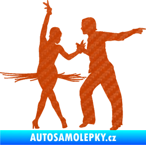 Samolepka Tanec 009 pravá latinskoamerický tanec pár 3D karbon oranžový