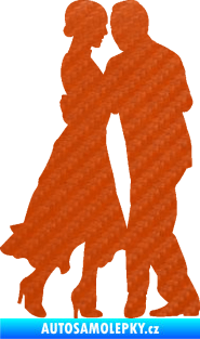 Samolepka Tanec 012 pravá tango 3D karbon oranžový
