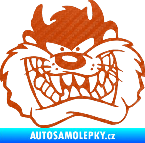 Samolepka Tazman zubatej levá 3D karbon oranžový