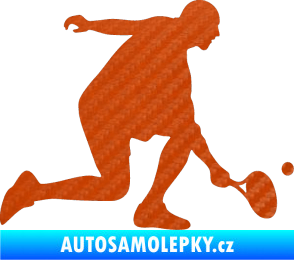 Samolepka Tenista 003 pravá 3D karbon oranžový