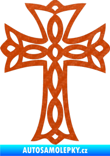 Samolepka Tetování 191 kříž 3D karbon oranžový