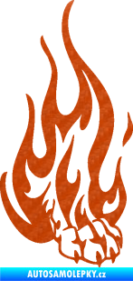 Samolepka Tlapa v plamenech pravá 3D karbon oranžový