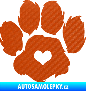 Samolepka Tlapka 006 levá 3D karbon oranžový
