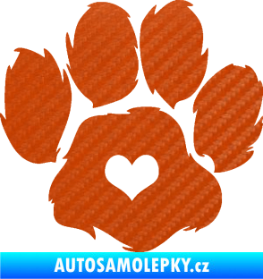 Samolepka Tlapka 006 pravá 3D karbon oranžový