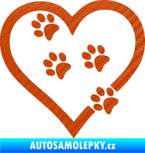 Samolepka Tlapky love 006 levá 3D karbon oranžový