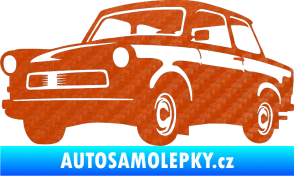 Samolepka Trabant karikatura levá 3D karbon oranžový
