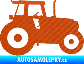 Samolepka Traktor 001 pravá 3D karbon oranžový
