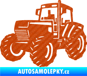 Samolepka Traktor 002 levá Zetor 3D karbon oranžový