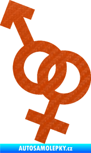 Samolepka Ty a já 001 symbol pro muže a ženu 3D karbon oranžový