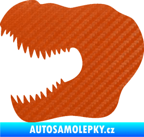 Samolepka Tyrannosaurus Rex lebka 001 levá 3D karbon oranžový