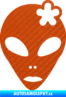 Samolepka UFO 009 slečna s kytičkou pravá 3D karbon oranžový