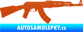 Samolepka Útočná puška AK 47 pravá 3D karbon oranžový