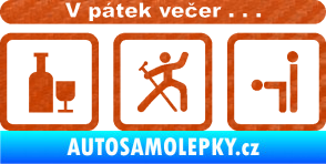 Samolepka V pátek večer  3D karbon oranžový