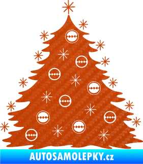 Samolepka Vánoční stromeček 001 3D karbon oranžový