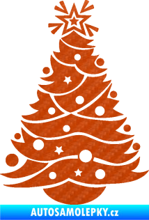 Samolepka Vánoční stromeček 002 3D karbon oranžový