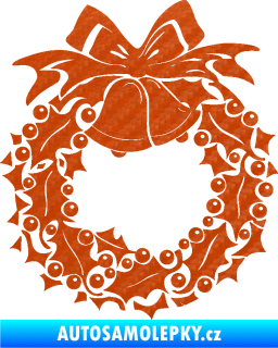 Samolepka Vánoční věnec 3D karbon oranžový