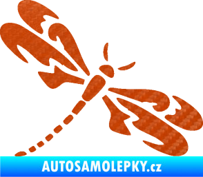 Samolepka Vážka 001 pravá 3D karbon oranžový