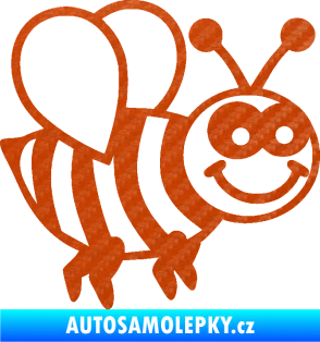 Samolepka Včela 003 pravá happy 3D karbon oranžový