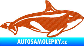 Samolepka Velryba 004 pravá 3D karbon oranžový