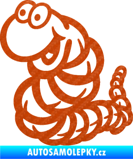 Samolepka Veselý červík levá 3D karbon oranžový
