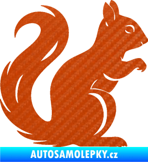 Samolepka Veverka 004 pravá 3D karbon oranžový