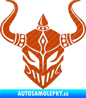 Samolepka Vikingská helma 3D karbon oranžový