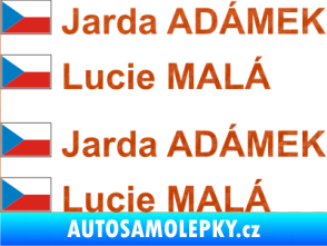 Samolepka Vlajka ČR se jménem 3D karbon oranžový