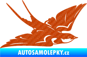 Samolepka Vlaštovka 002 pravá 3D karbon oranžový