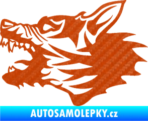 Samolepka Vlk 003 levá 3D karbon oranžový
