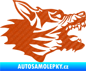 Samolepka Vlk 003 pravá 3D karbon oranžový