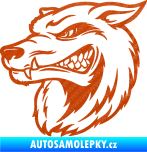 Samolepka Vlk 016 levá 3D karbon oranžový