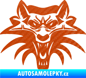 Samolepka Vlk 022 3D karbon oranžový