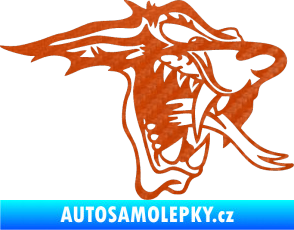 Samolepka Vlk pravá 3D karbon oranžový