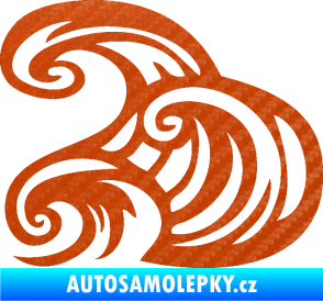 Samolepka Vlny 004 levá moře 3D karbon oranžový