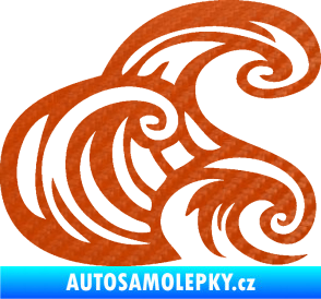 Samolepka Vlny 004 pravá moře 3D karbon oranžový