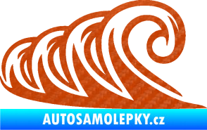 Samolepka Vlny 006 levá moře 3D karbon oranžový