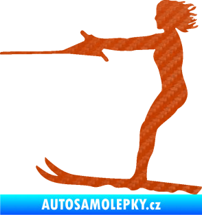 Samolepka Vodní lyže 002 levá 3D karbon oranžový
